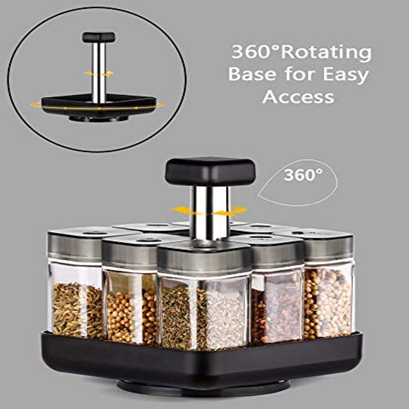 Revolving Spice Rack Organizer Caddy, Rotating Spice Storage for Cabinet and Kitchen, 8 Jar Herb and Spice Countertop Spice Rack