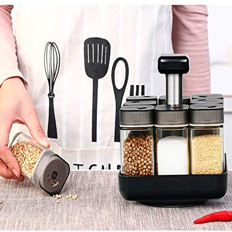 Revolving Spice Rack Organizer Caddy, Rotating Spice Storage for Cabinet and Kitchen, 8 Jar Herb and Spice Countertop Spice Rack