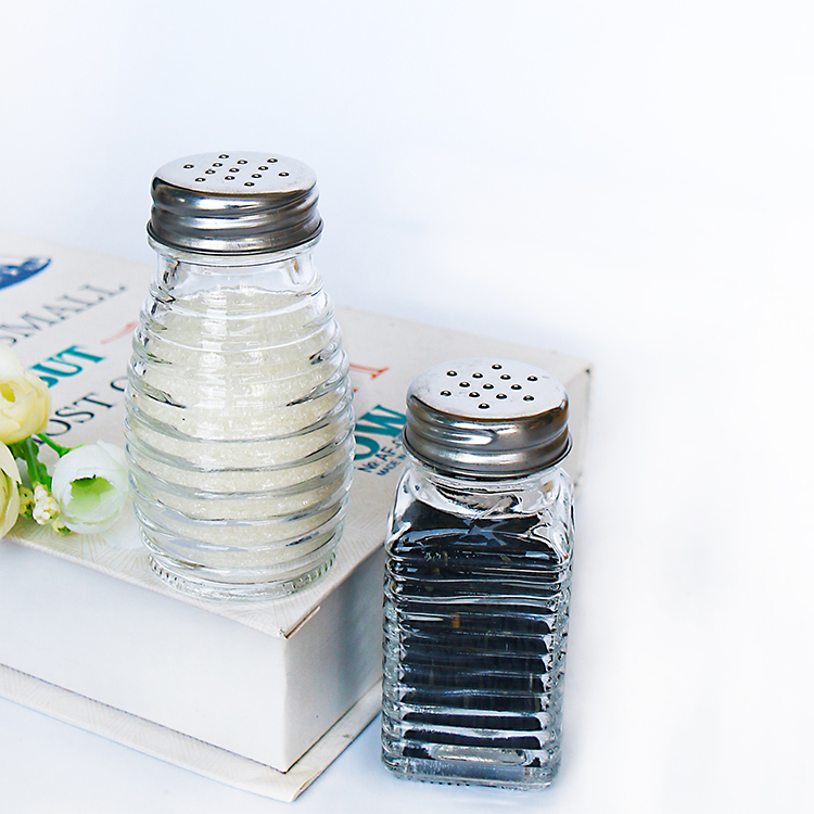 Ripple Design Glass Spice Jar 100ml Glass Jar with Stainless Steel Shaker