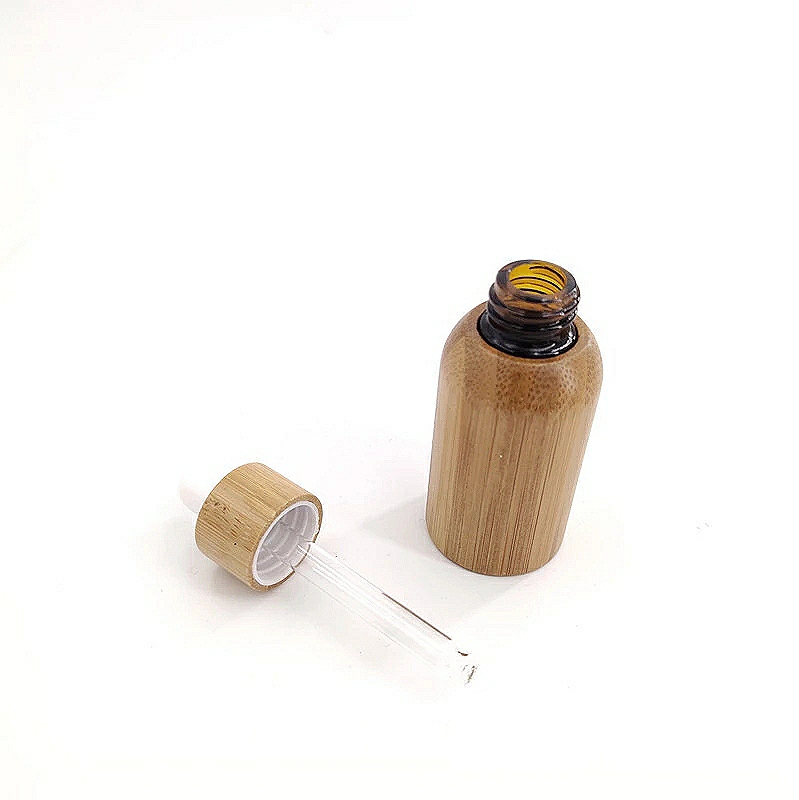 Roll On Oil Perfume Bottles Top Selling 3/5/10/15/30/50ml Empty Bamboo Lid Glass innerEssential Oil Bottles with dropper