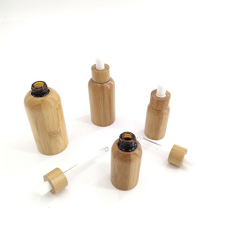 Roll On Oil Perfume Bottles Top Selling 3/5/10/15/30/50ml Empty Bamboo Lid Glass innerEssential Oil Bottles with dropper