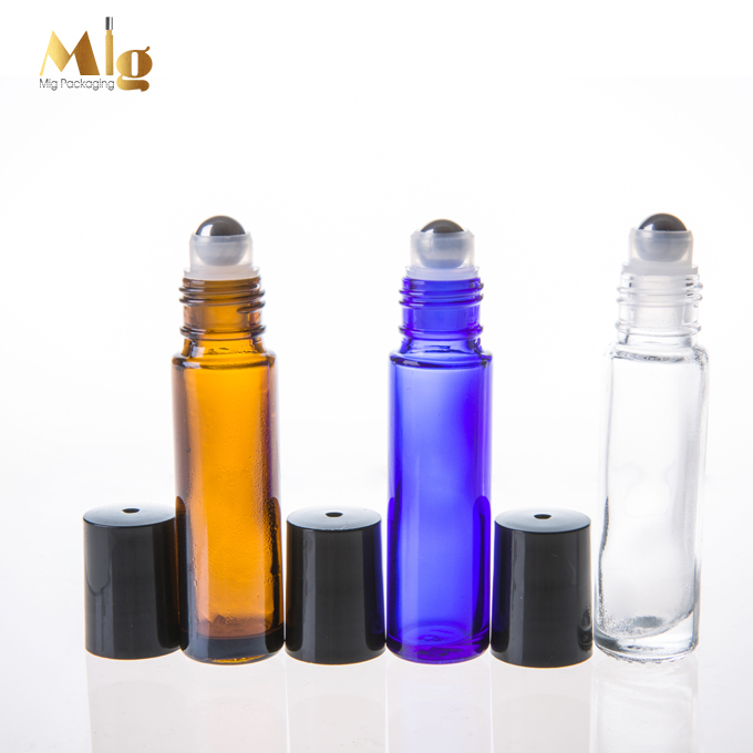 Roll on Bottle Thick Glass Wholesale 10ml Clear Amber Blue Essential Oil Screen Printing Personal Care