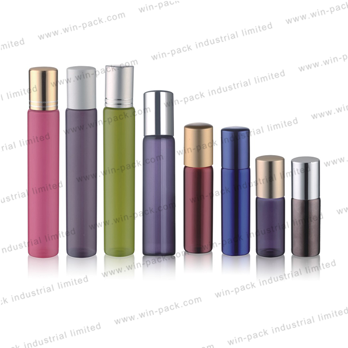 Roll on glass bottle customized luxury color transparent pink green roller glass tube bottles 10ml 12ml 15ml 20ml 30ml