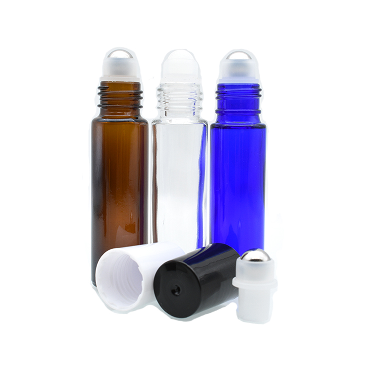 Roller Bottle 10ml Clear Essential Oil Glass Can Match Different Color Lids and Rollers
