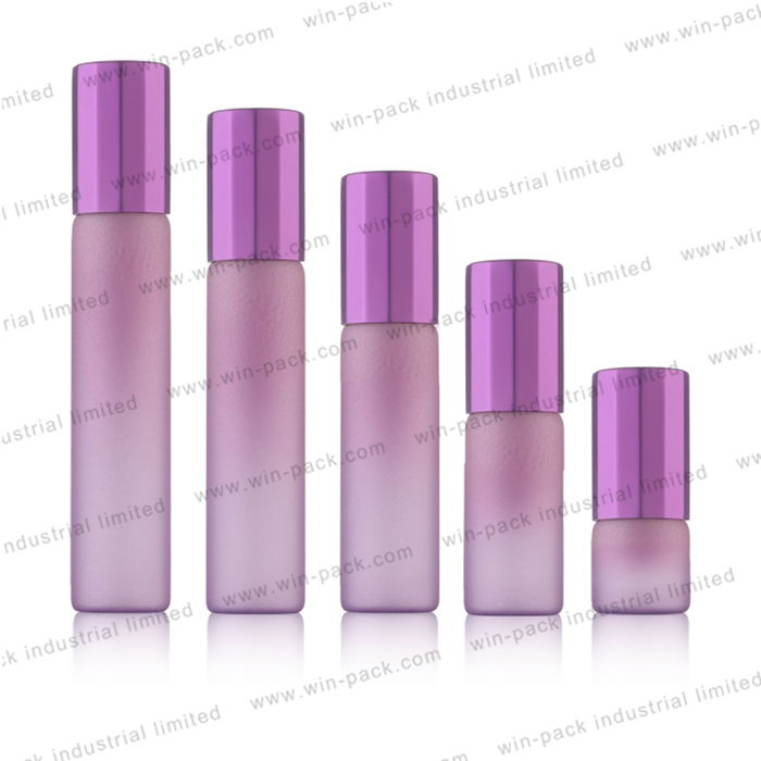Roller Bottle Pink Purple Eye Serum Packaging Glass with Roller Ball Luxury Packaging Perfume Roll on Screen Printing 10ml