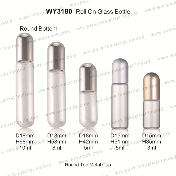 Roller Bottles Tube Glass Bottle Round Bottom Glass 3ml 5ml 8ml 10ml Perfume Roll on Screen Printing Personal Care