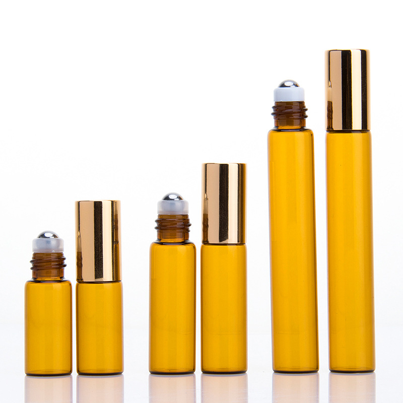 Roller ball bottles 10ml 5ml 3ml glass with golden cap