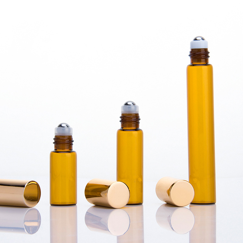 Roller ball bottles 10ml 5ml 3ml glass with golden cap