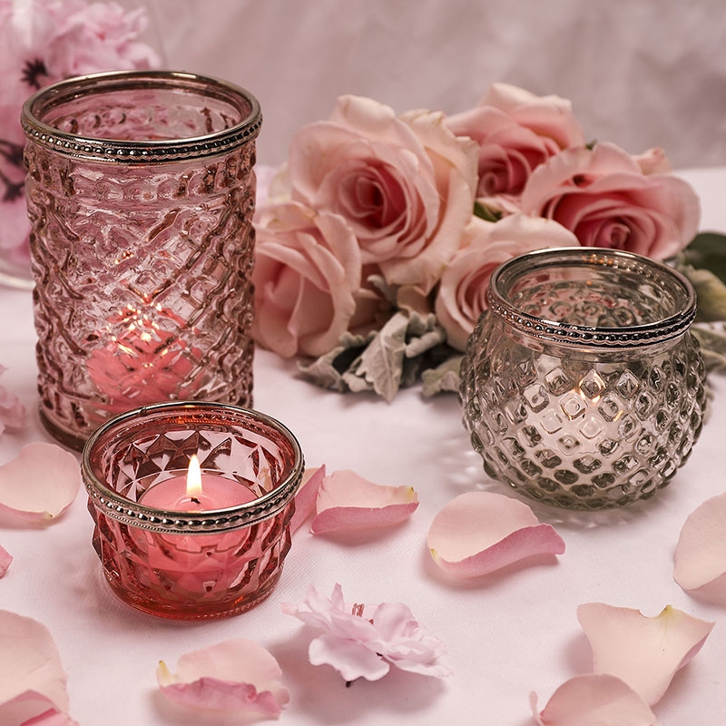 Romantic custom coloured candle container glass jar for Club Wedding Dinner