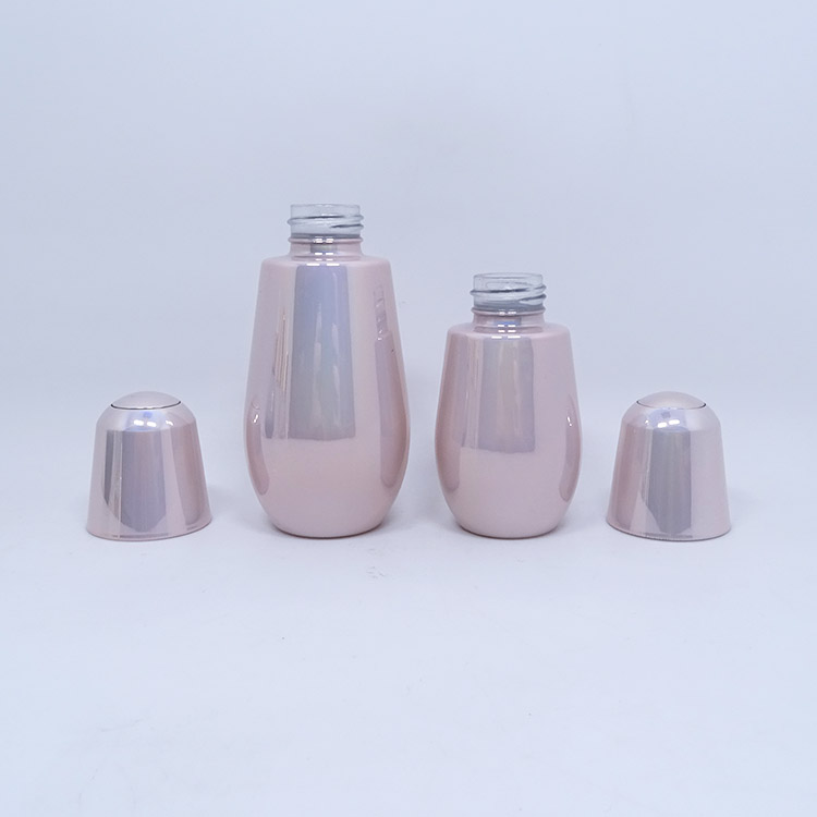 Rose Gold Color Electroplate Cosmetic Glass Bottles Lotion Serum Bottle Rainbow Color
