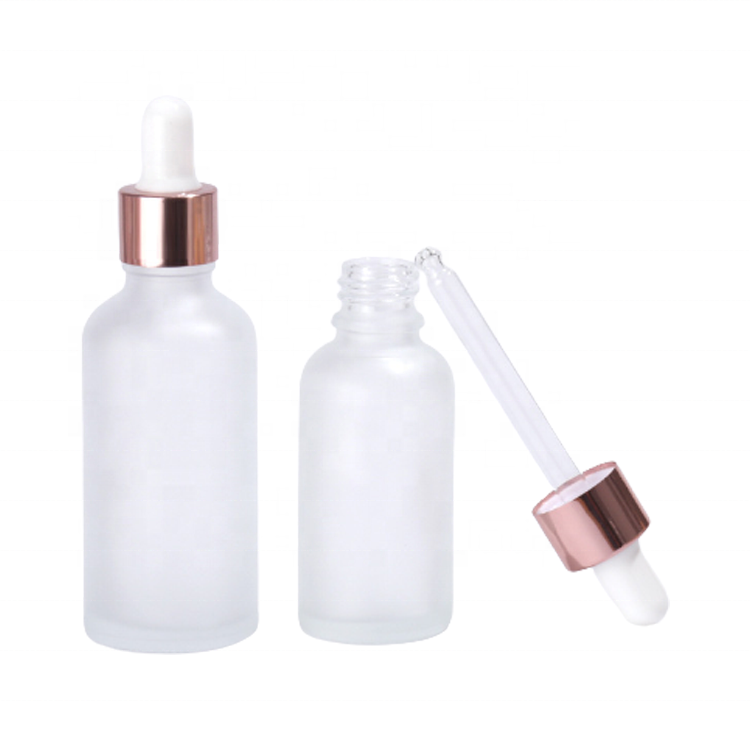 Rose Gold Frosted Pink 30 ml Essential Oil Serum Glass Dropper Bottles