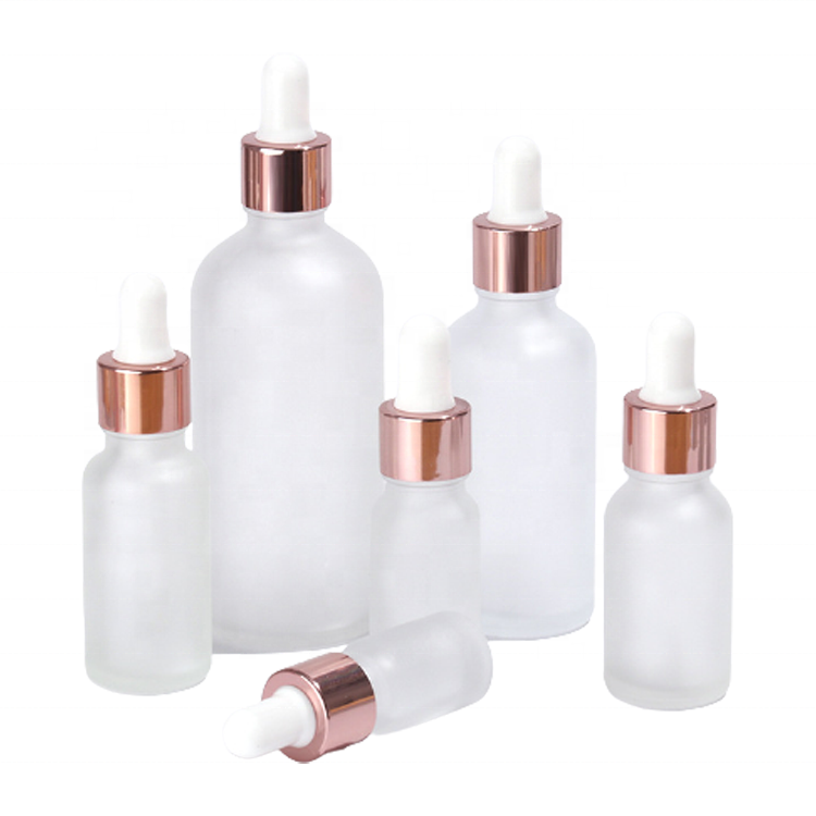 Rose Gold Frosted Pink 30 ml Essential Oil Serum Glass Dropper Bottles
