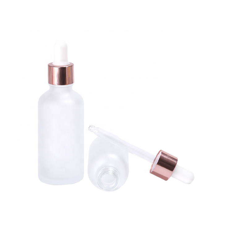 Rose Gold Frosted Pink 30 ml Essential Oil Serum Glass Dropper Bottles