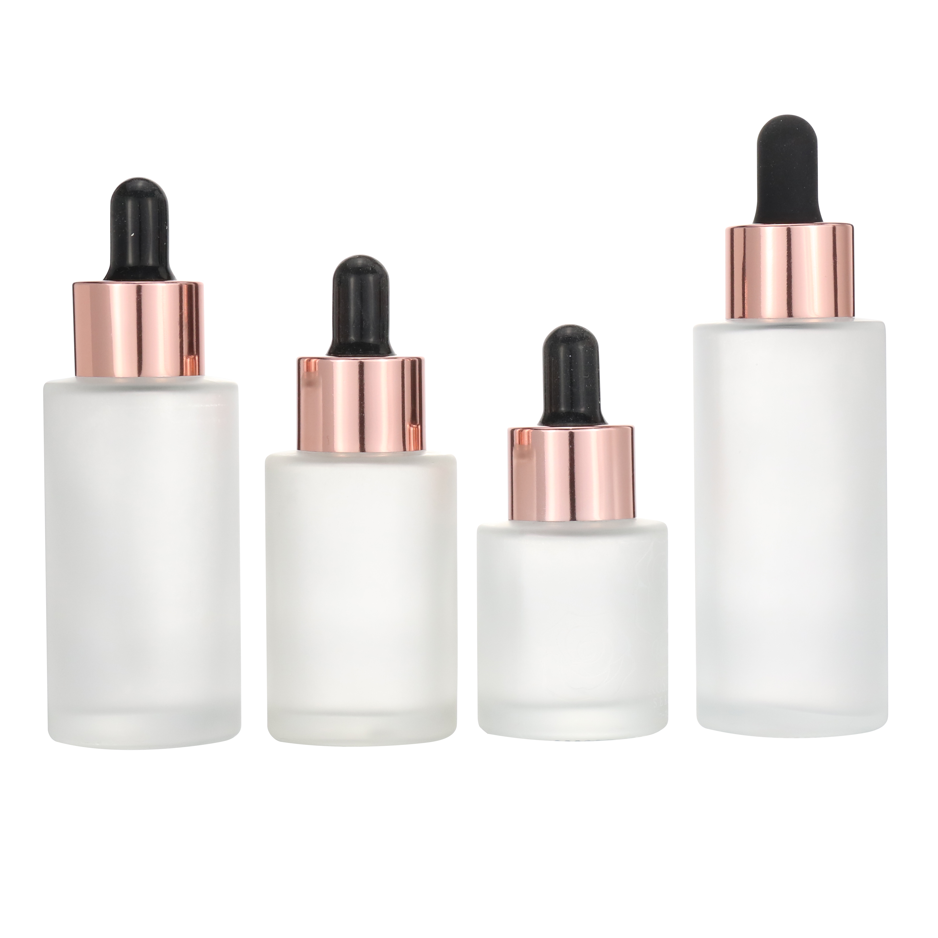 Rose Gold Frosted Pink Cosmetic Essential Oil Serum Glass Dropper 30 ml Bottles