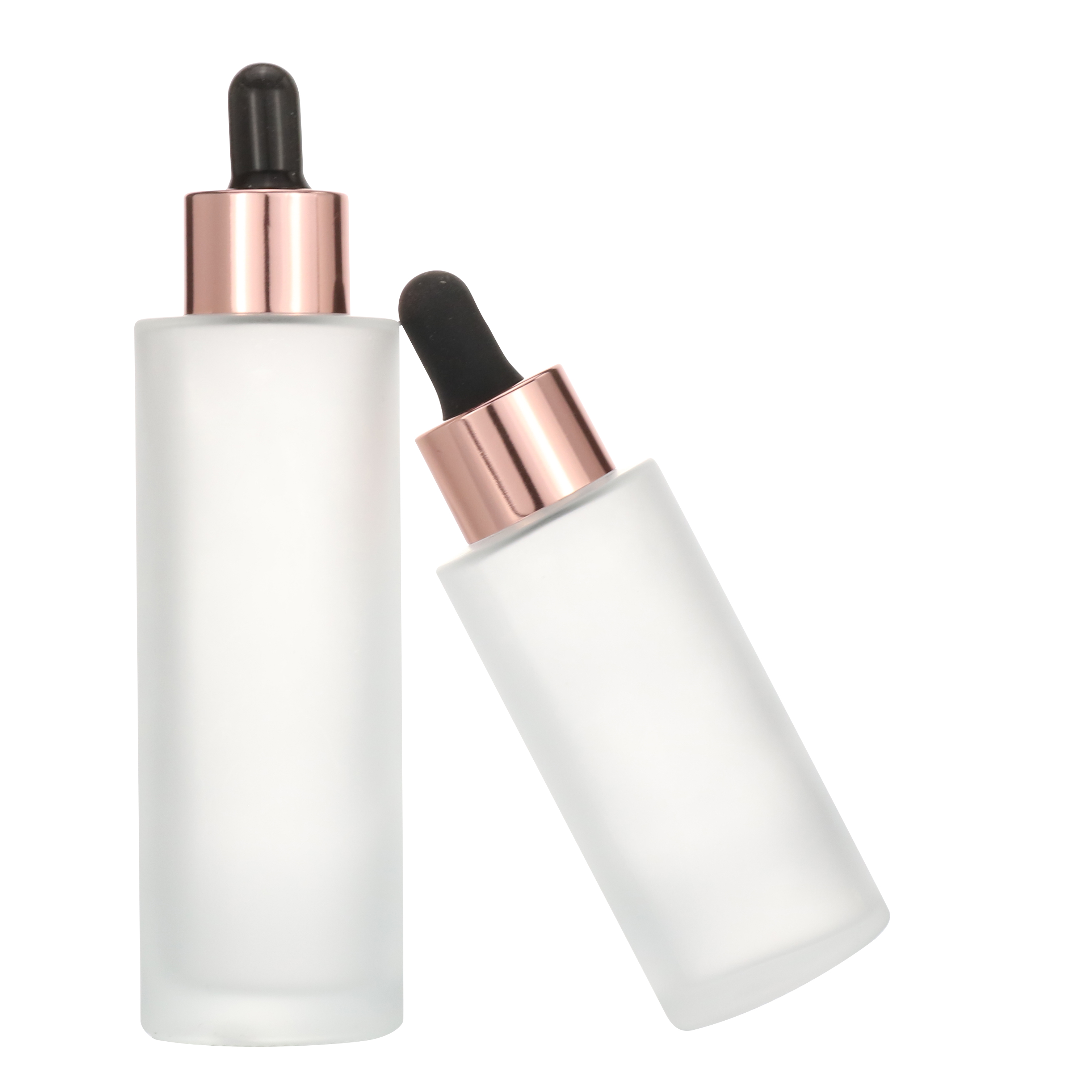Rose Gold Frosted Pink Cosmetic Essential Oil Serum Glass Dropper 30 ml Bottles