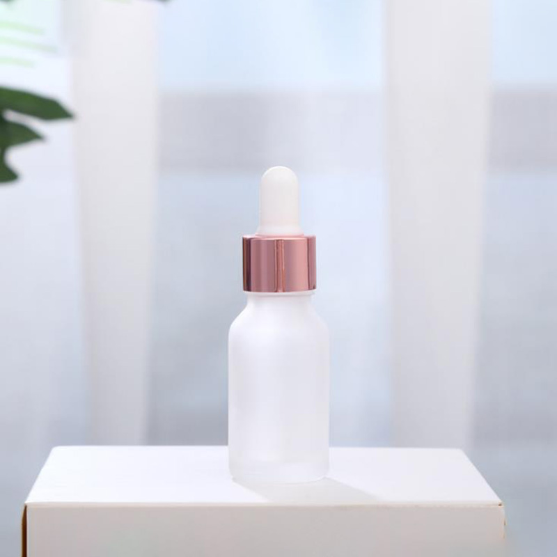 Rose Gold Frosted Pink Cosmetic Essential Oil Serum Glass Dropper 30 ml Bottles