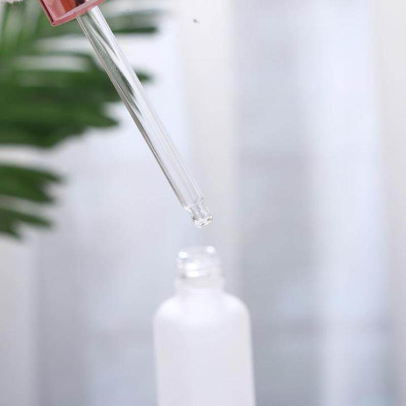 Rose Gold Frosted Pink Cosmetic Essential Oil Serum Glass Dropper 30 ml Bottles
