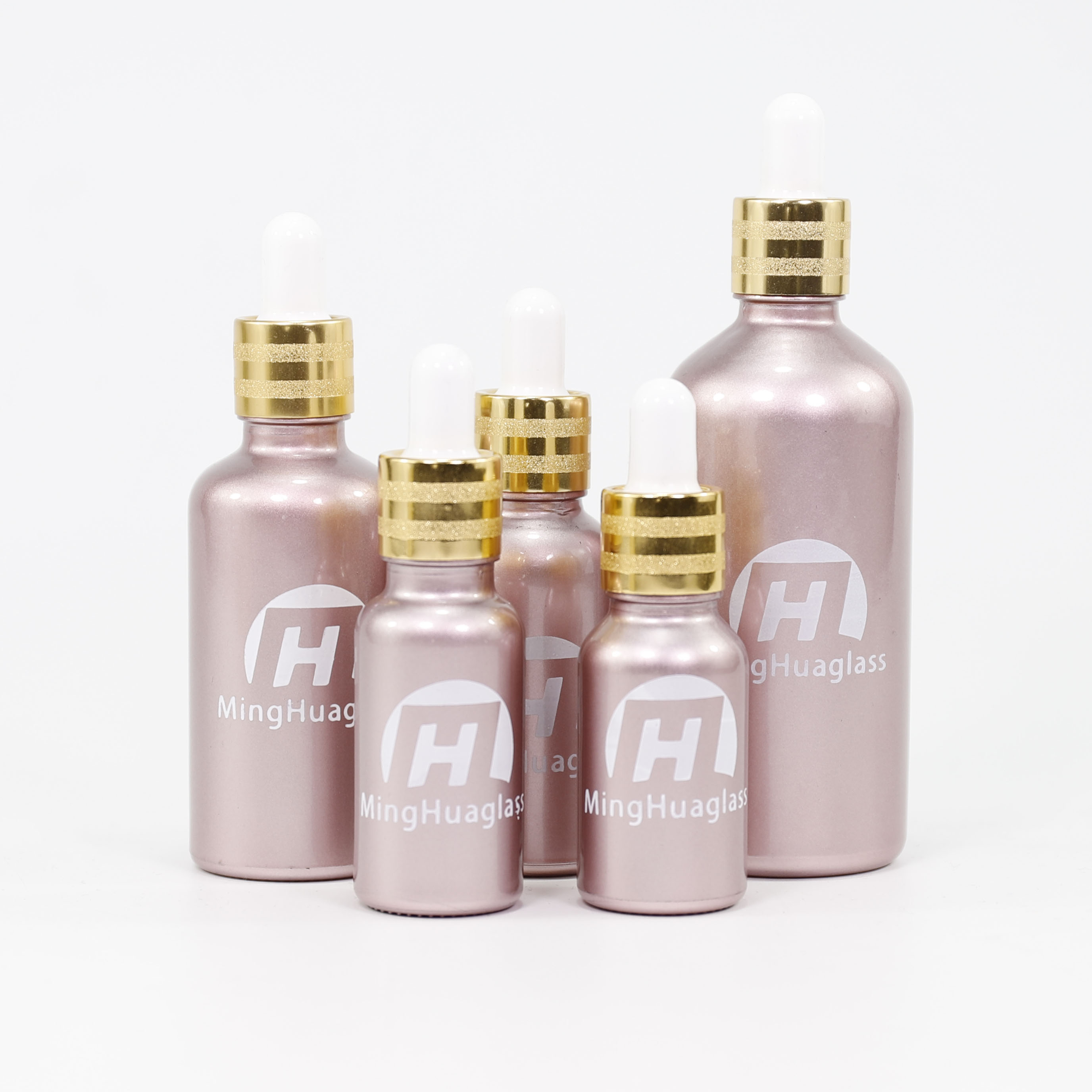 Rose Gold Pink Cosmetic Essence Glass Dropper 30ml Essential Oil Bottle