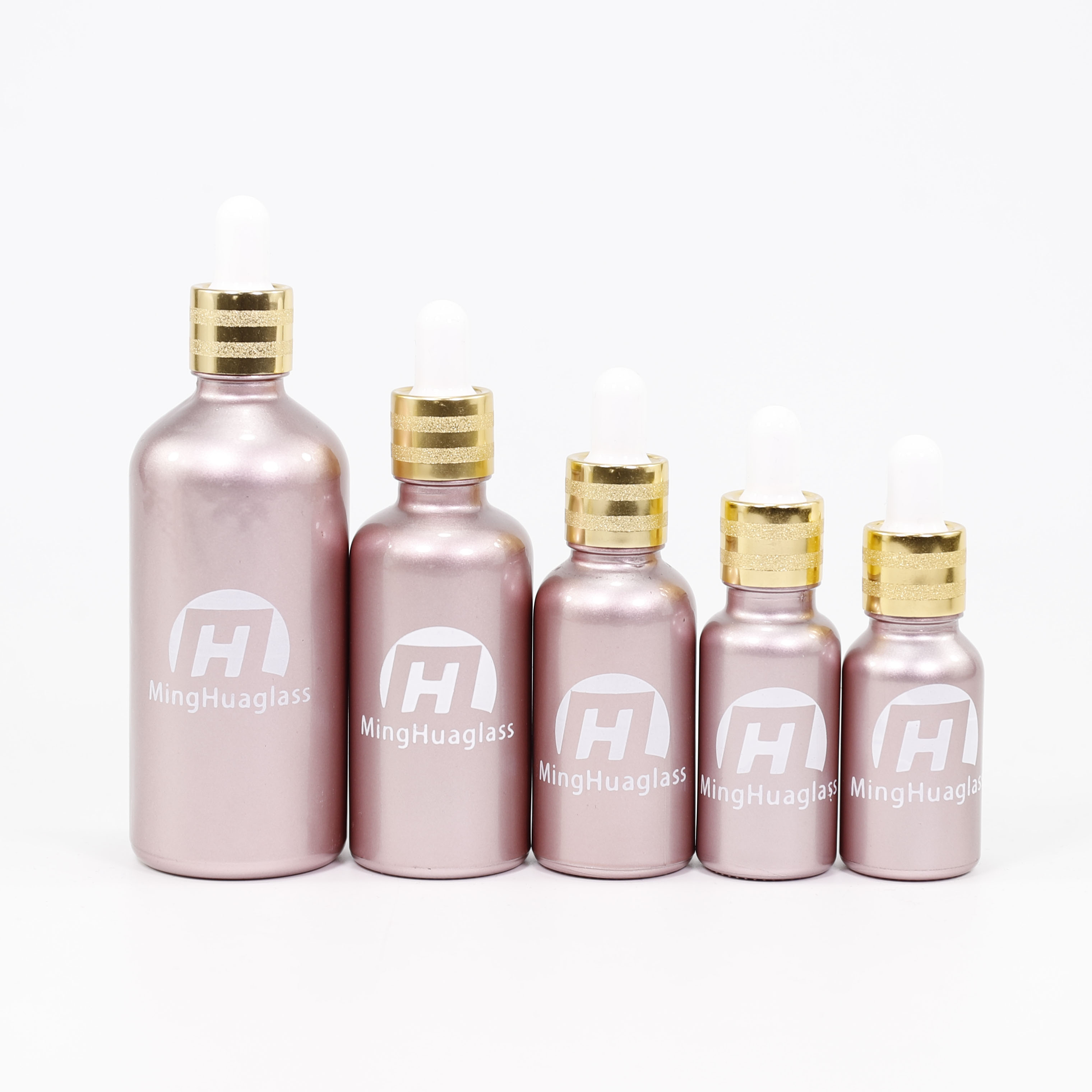 Rose Gold Pink Cosmetic Essence Glass Dropper 30ml Essential Oil Bottle