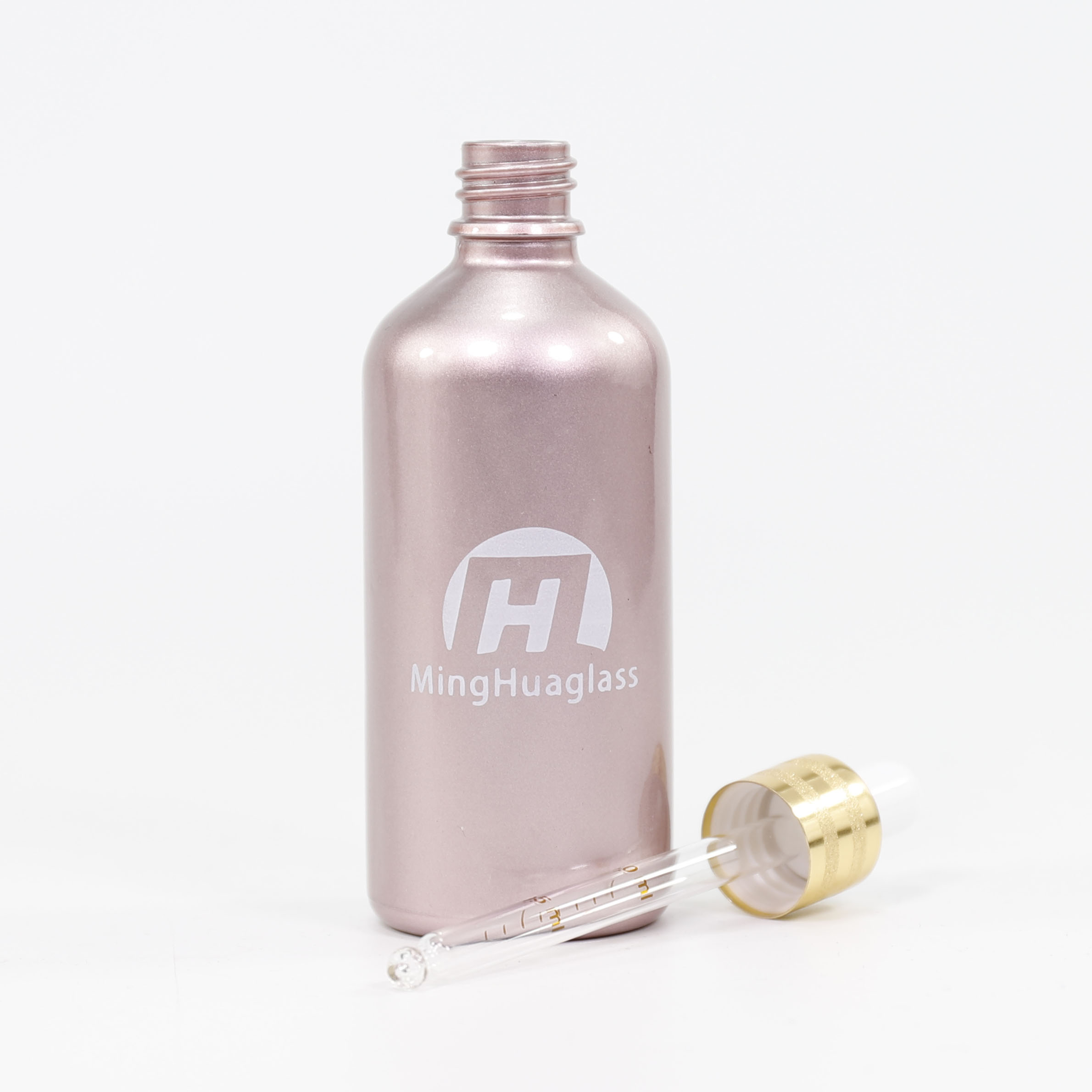 Rose Gold Pink Cosmetic Essence Glass Dropper 30ml Essential Oil Bottle