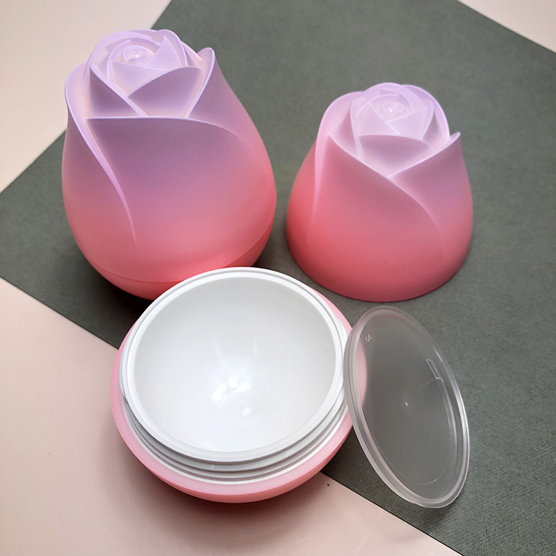 Rose cosmetic jars and bottles plastic cosmetic jars pink cosmetic jars