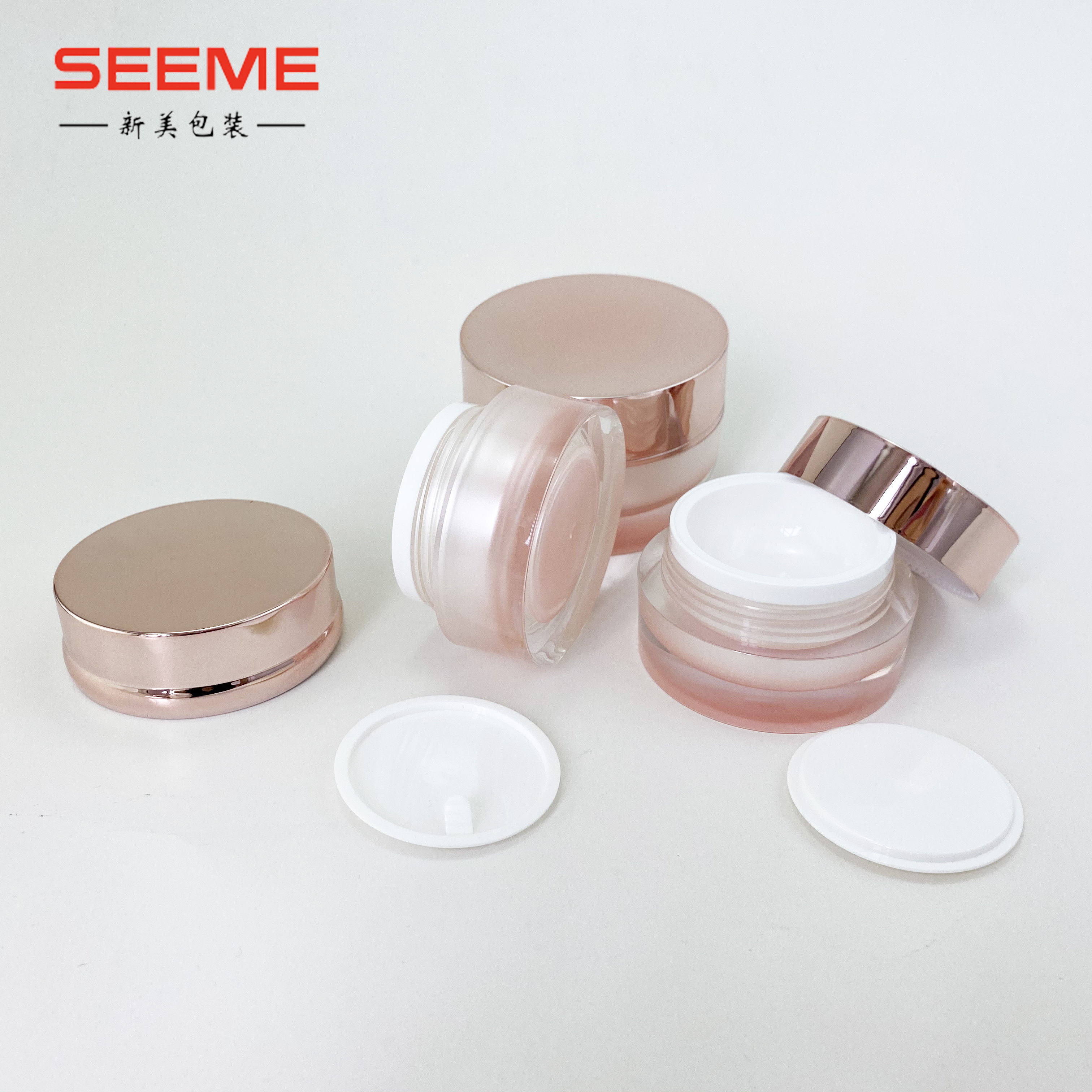 Rose gold color cosmetics cream empty jar wholesale 30g 50g cosmetic jar