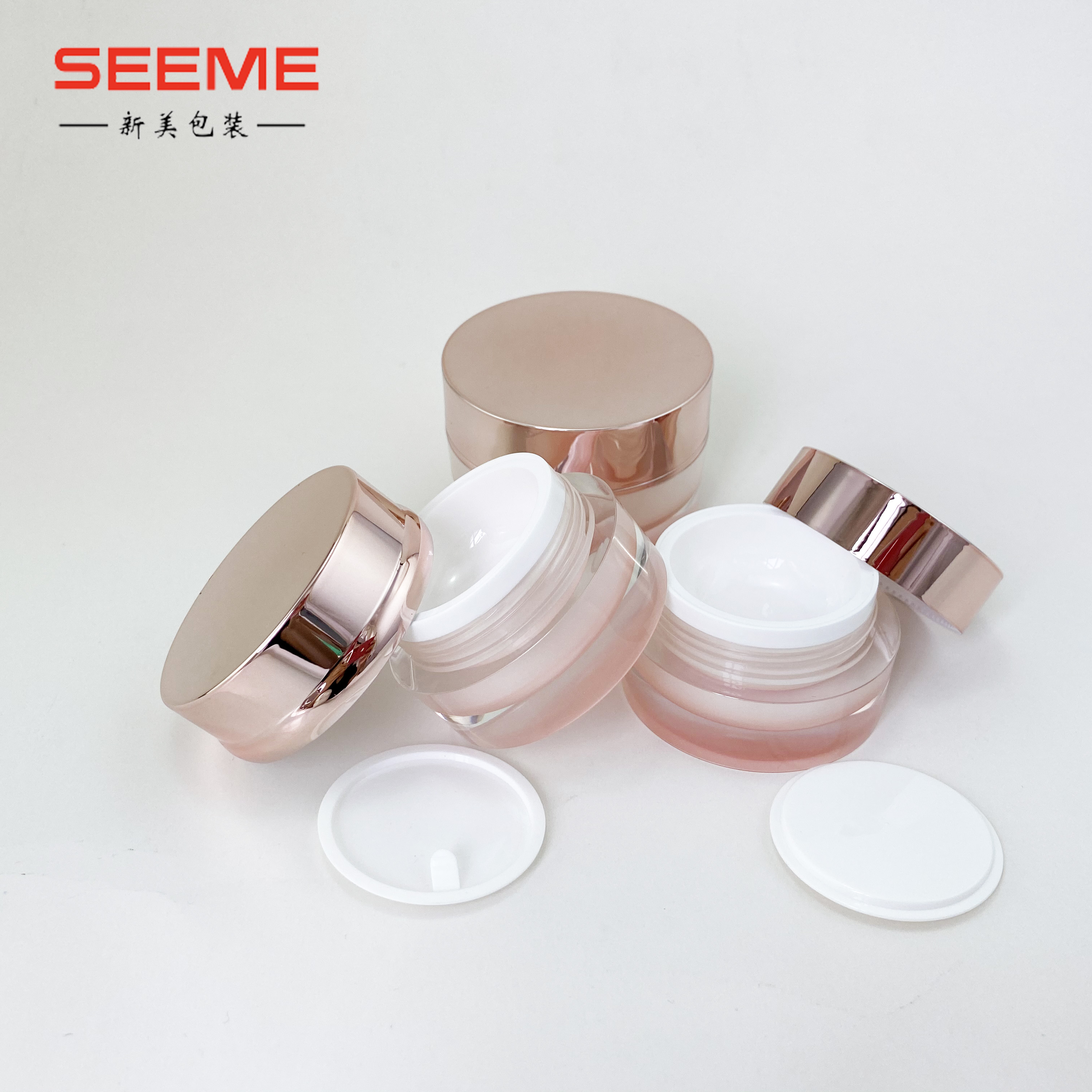 Rose gold color cosmetics cream empty jar wholesale 30g 50g cosmetic jar