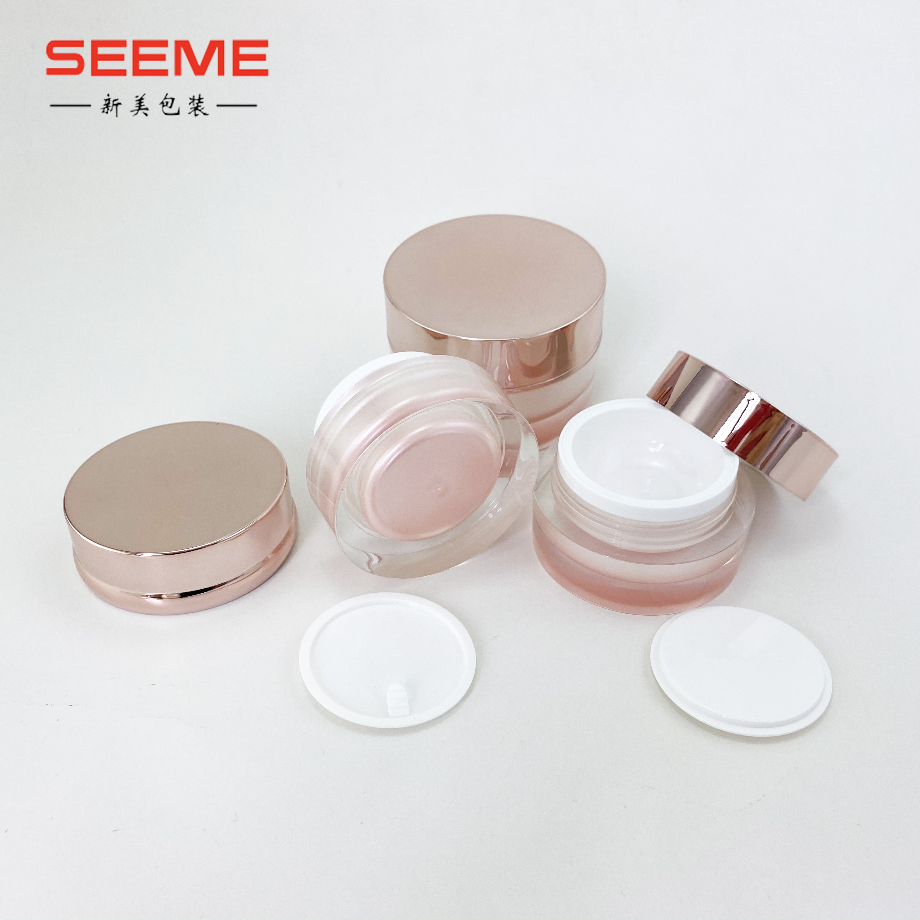 Rose gold color cosmetics cream empty jar wholesale 30g 50g cosmetic jar