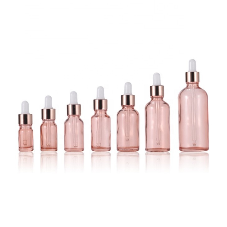 Rose-gold color glass dropper bottle in sizes 5ml 10ml 15ml 20ml 30ml 50ml 60ml 100ml