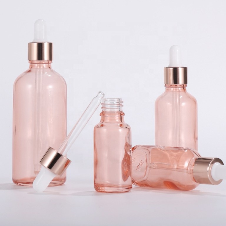 Rose-gold color glass dropper bottle in sizes 5ml 10ml 15ml 20ml 30ml 50ml 60ml 100ml