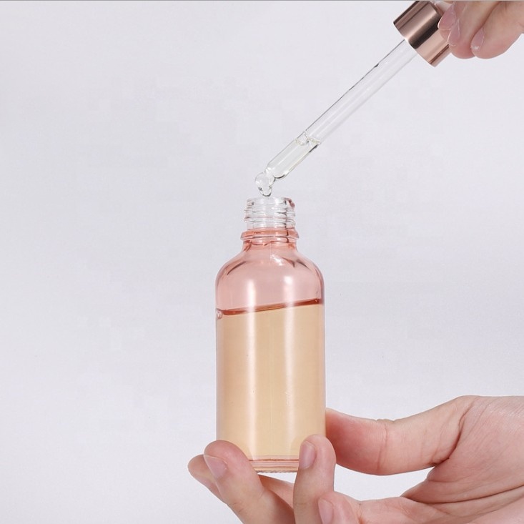 Rose-gold color glass dropper bottle in sizes 5ml 10ml 15ml 20ml 30ml 50ml 60ml 100ml