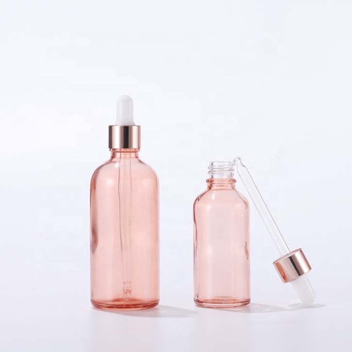 Rose-gold color glass dropper bottle in sizes 5ml 10ml 15ml 20ml 30ml 50ml 60ml 100ml