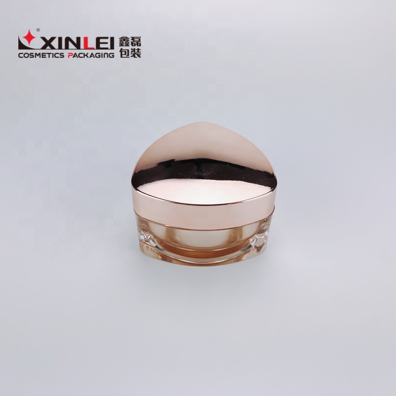 Rose golden triangle shape empty luxury cream plastic jars for cosmetics