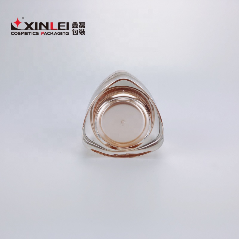 Rose golden triangle shape empty luxury cream plastic jars for cosmetics