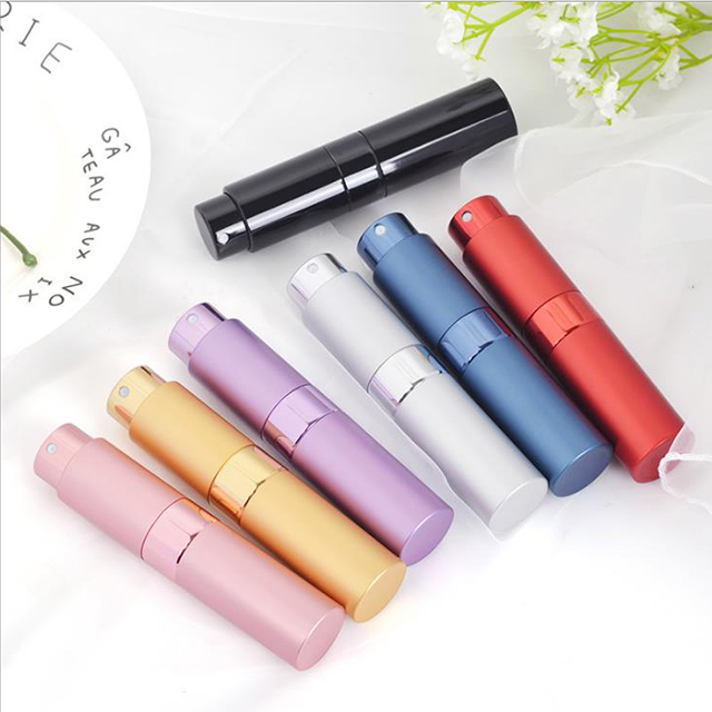 Rotating Cylinder perfume pen empty 10ml mini portable luxury travel refillable pocket atomizer glass bottle for spray