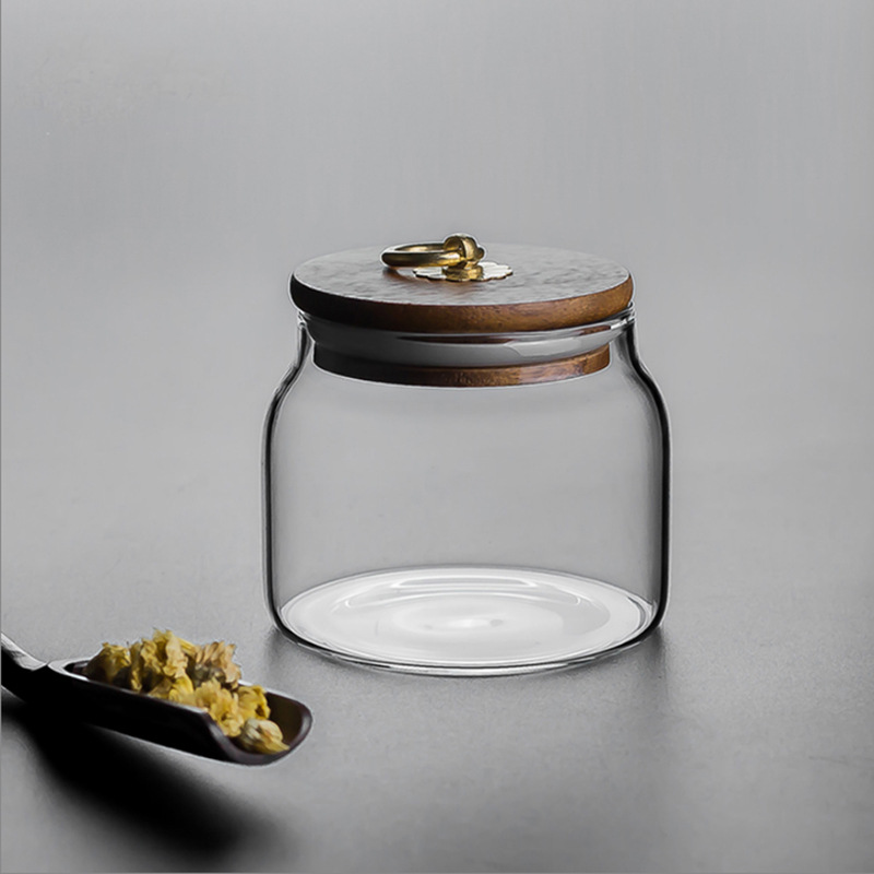 Round 1000 ml air tight kitchen storage big glass jar with lid