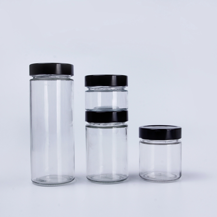 Round 100ml 150ml 180ml 220ml 280ml 380ml 500ml 750ml Sealed Storage Jam Honey Glass Jar With Deep Metal Lids
