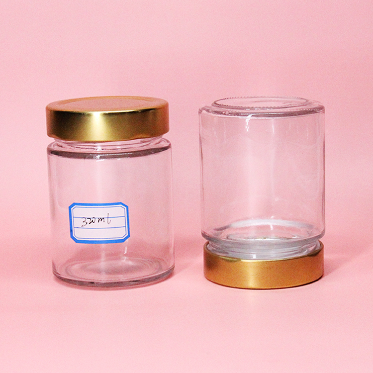 Round 100ml 150ml 180ml 220ml 280ml 380ml 500ml 750ml sealed storage jam honey glass jar with deep metal cap