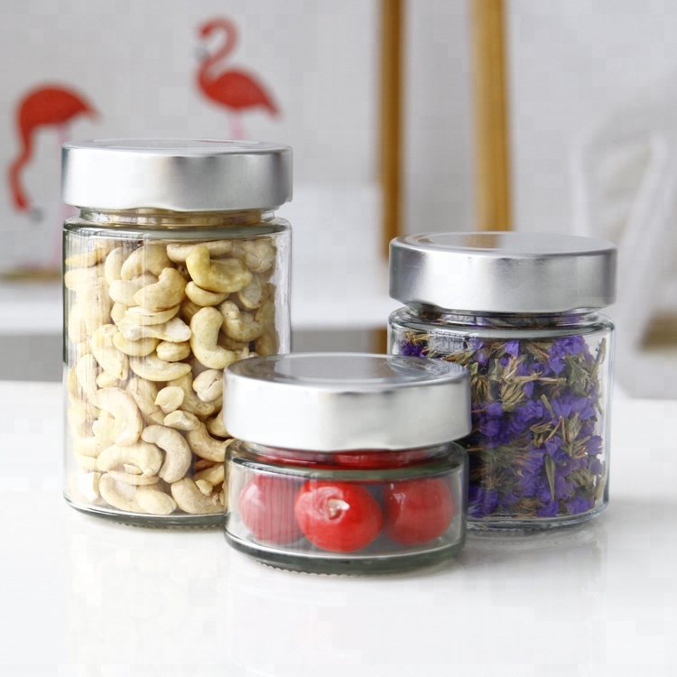 Round 106ml 212ml 314ml Straight Sided Ergo Glass Jars For Honey With Lids