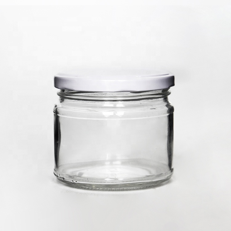 Round 10oz 300ml Wide Mouth Glass Jar With 82mm Metal Lids Honey Jam Pickle Sauce Food Storage Jars
