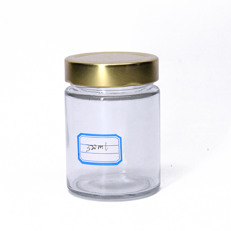 Round 12 Oz Airtight Glass Jars With Black Metal Lid