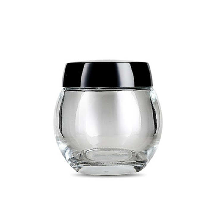 Round 120ml spherical clear glass jar gold lid 4oz cream container