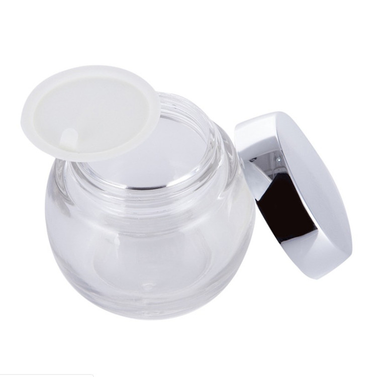 Round 120ml spherical clear glass jar gold lid 4oz cream container