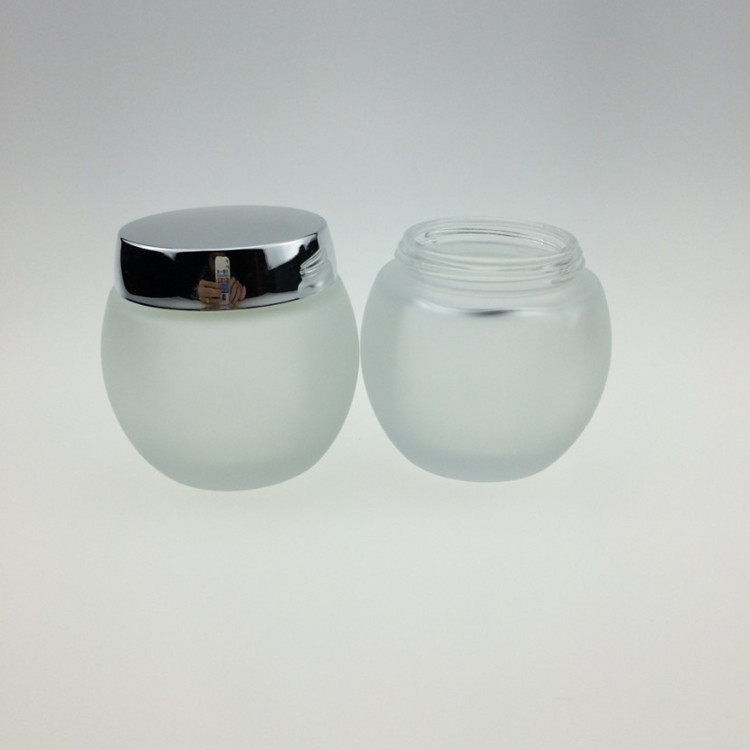Round 120ml spherical clear glass jar gold lid 4oz cream container