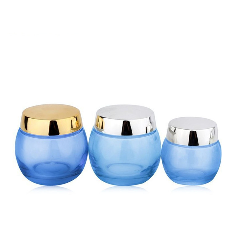 Round 120ml spherical clear glass jar gold lid 4oz cream container