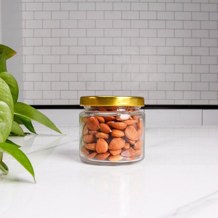 Round 150ml sealed storage jam honey glass jar with deep metal Lids