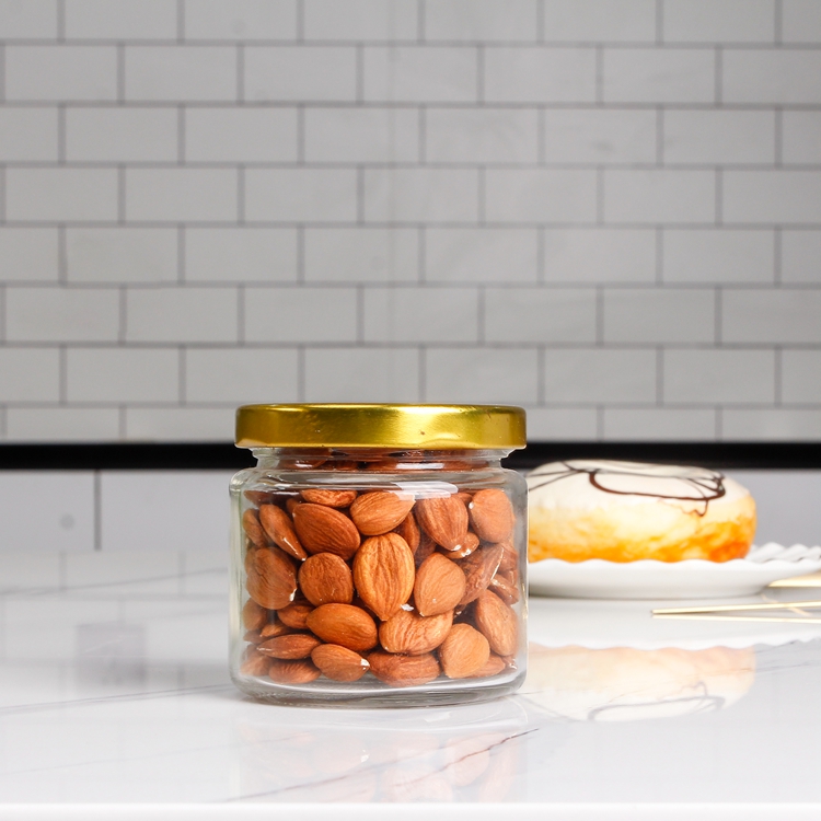 Round 150ml sealed storage jam honey glass jar with deep metal Lids