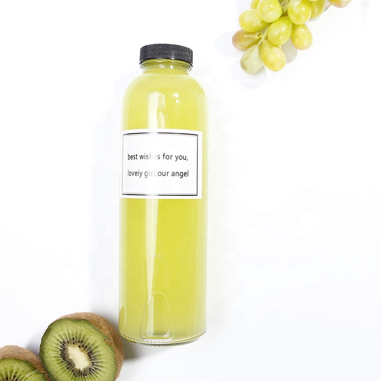 Round 16oz 500ml Clear Glass Bottles Cold Brew Coffee Kombucha Bottles With Screw Cap