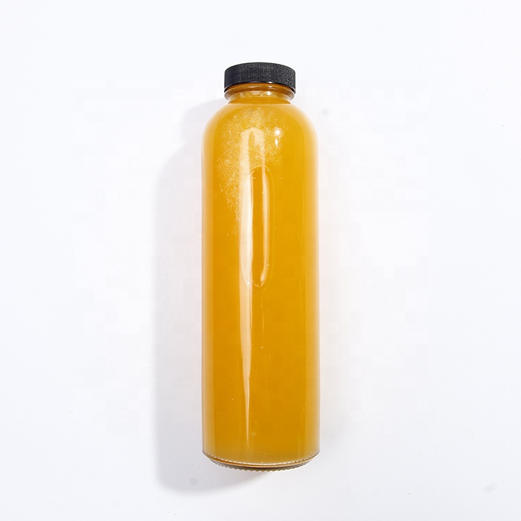 Round 16oz 500ml Clear Glass Bottles Cold Brew Coffee Kombucha Bottles With Screw Cap