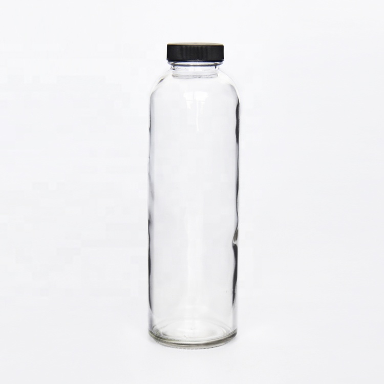 Round 16oz 500ml Clear Glass Bottles Cold Brew Coffee Kombucha Bottles With Screw Cap